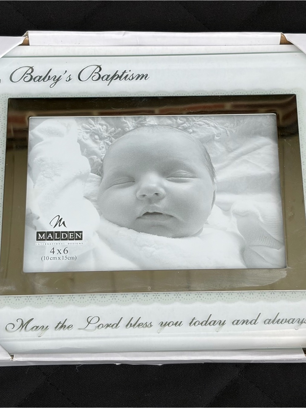 Malden White and Silver Religious Keepsake Photo Frame